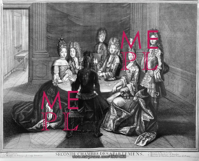 : Gambling at the Palace of Versailles, engraving : Gambling at the Palace of Versailles, engraving
