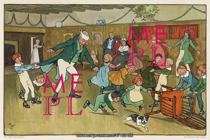 : Game of Blind Man's Buff at a children's party : Game of Blind Man's Buff at a children's party
