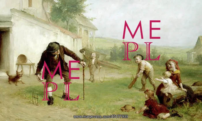 : A Game of Cricket ' elderly man & children : A Game of Cricket ' elderly man & children
