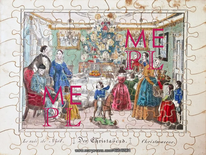 : game, jigsaw puzzle, Christmas Eve, colour lithograph : game, jigsaw puzzle, Christmas Eve, colour lithograph
