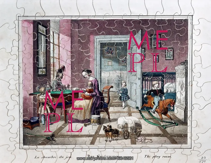 : game, jigsaw puzzle, The play room, colour lithograph : game, jigsaw puzzle, The play room, colour lithograph