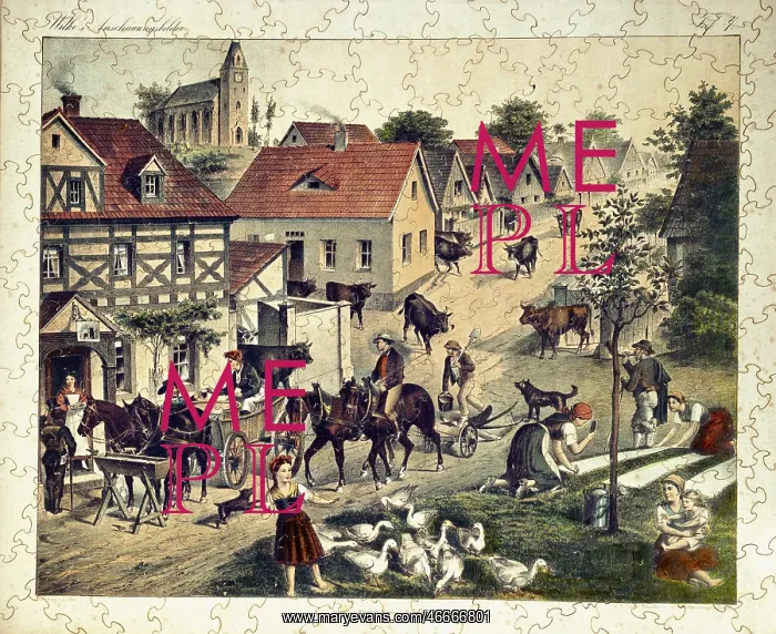 : game, jigsaw puzzle, Rural Scene, colour lithograph : game, jigsaw puzzle, Rural Scene, colour lithograph