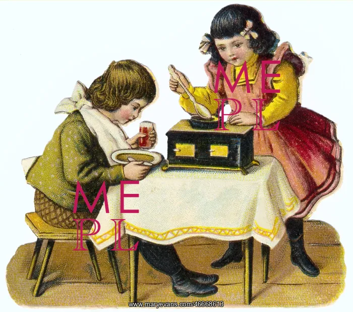  : games, children playing cooking, scraps, lithograph