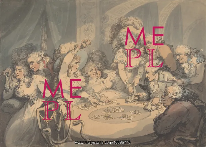 : A Gaming Table at Devonshire House, 1791, Pen : A Gaming Table at Devonshire House, 1791, Pen