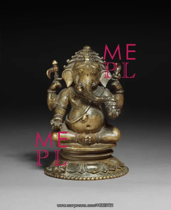  : Ganesha. Gilded bronze statue of Ganesha. Indian elephant god