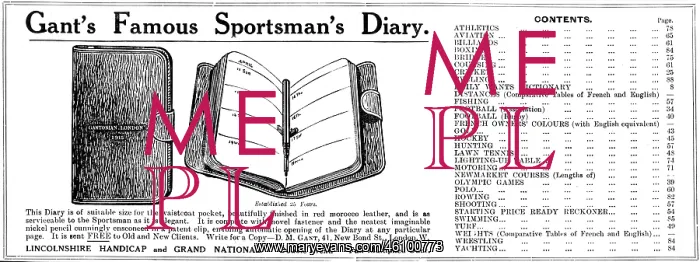  : Gant's Famous Sportsman's diary