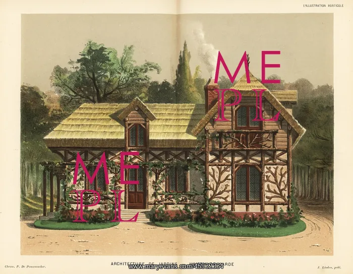 : Garden architecture: guard house with rose : Garden architecture: guard house with rose