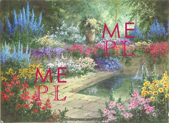 : Garden pond and flower beds : Garden pond and flower beds