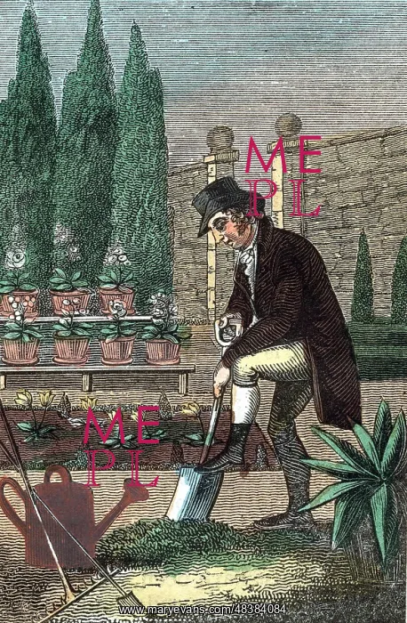 : The Gardener digging with spade, while in front : The Gardener digging with spade, while in front