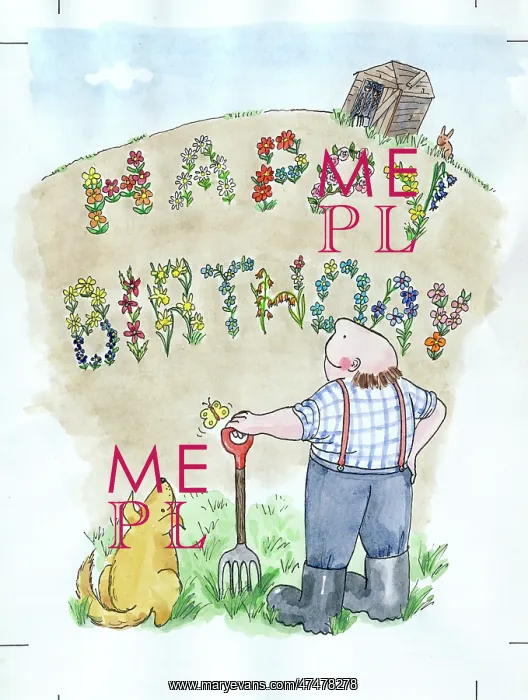 : Gardener and Happy Birthday spelled with flowers : Gardener and Happy Birthday spelled with flowers