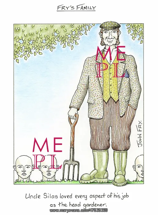 : Gardener and heads planted in the ground : Gardener and heads planted in the ground