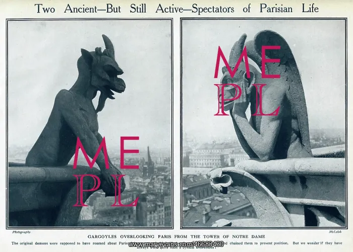  : Two gargoyles on Notre Dame Cathedral, Paris