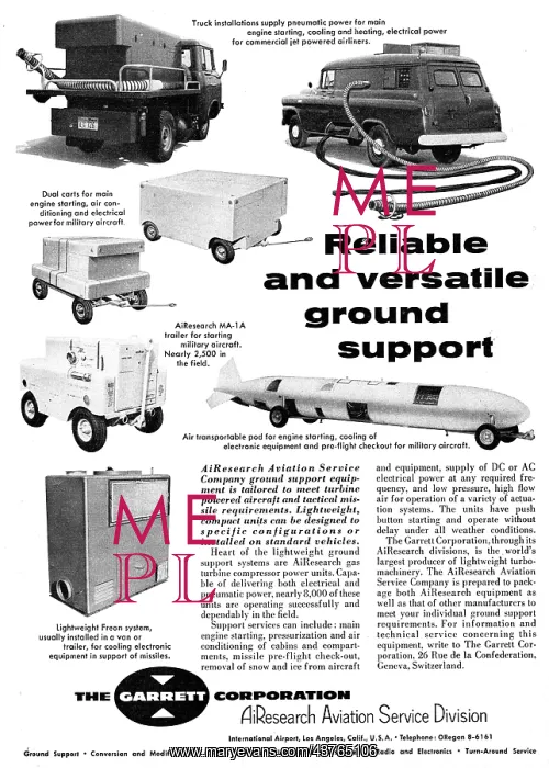 : Garrett AiResearch Mobile Ground Support Equipment : Garrett AiResearch Mobile Ground Support Equipment