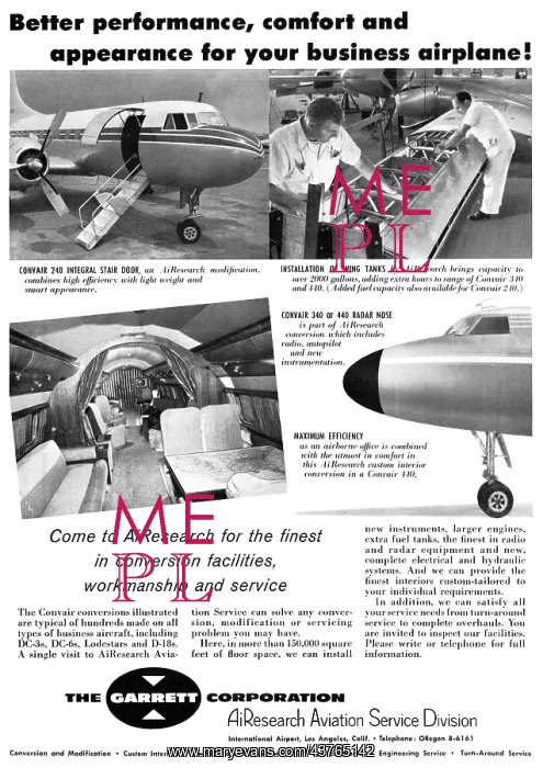 : Garrett AirResearch Aircraft Conversions 1958 : Garrett AirResearch Aircraft Conversions 1958