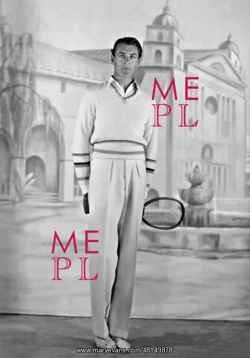 : Gary Cooper in tennis clothes, 1929 : Gary Cooper in tennis clothes, 1929