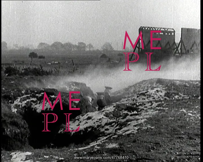 : Gas Masked Men Move Through A Shallow Trench : Gas Masked Men Move Through A Shallow Trench