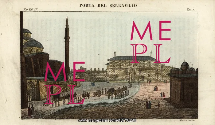 : Gate to the seraglio, Topkapi Palace, Istanbul, 18th century : Gate to the seraglio, Topkapi Palace, Istanbul, 18th century