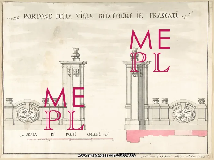 : Gate of Villa Belvedere in Frascati, 1710?27 : Gate of Villa Belvedere in Frascati, 1710?27