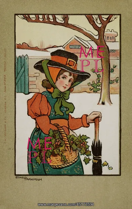  : Gathering holly by Ethel Parkinson