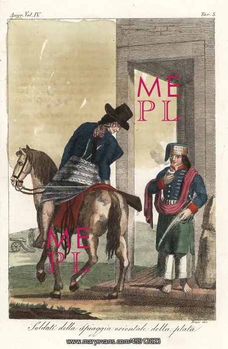 : Gaucho soldiers drinking mate tea : Gaucho soldiers drinking mate tea
