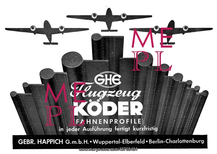 : Gebr.Happich. Flugzeug KODER Fahnenprofile : Gebr.Happich. Flugzeug KODER Fahnenprofile
