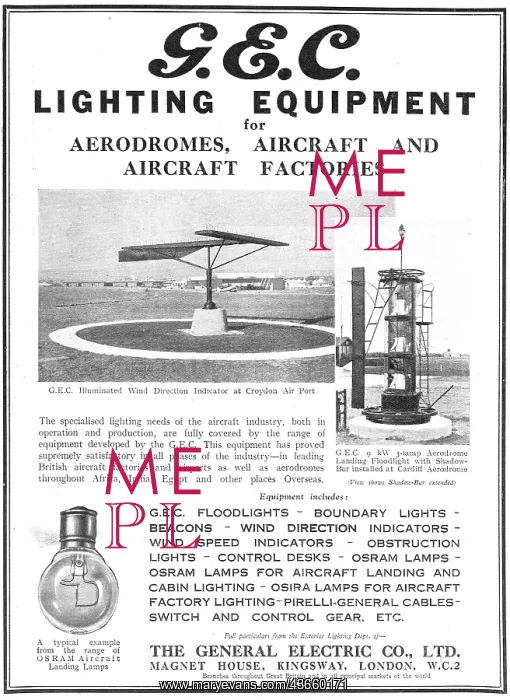 : GEC Aerodrome Lighting Equipment - Wind Direction Indicators : GEC Aerodrome Lighting Equipment - Wind Direction Indicators