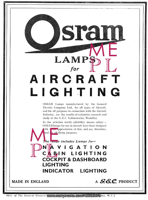 : GEC Osram Lamps For Aircraft : GEC Osram Lamps For Aircraft