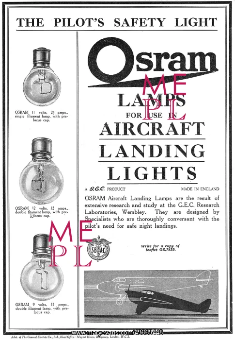 : GEC Osram Lamps For Aircraft : GEC Osram Lamps For Aircraft