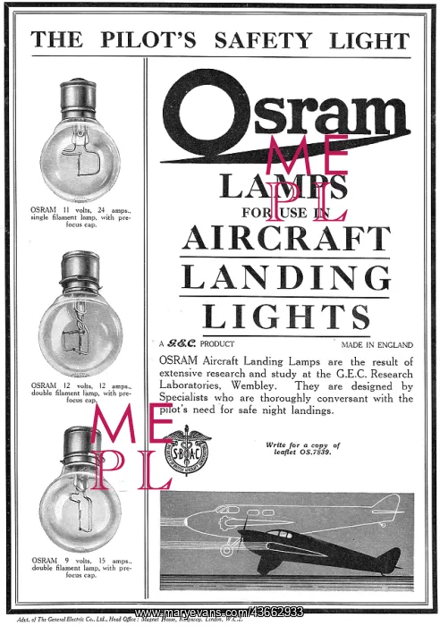 : GEC Osram Lights For Aircraft : GEC Osram Lights For Aircraft