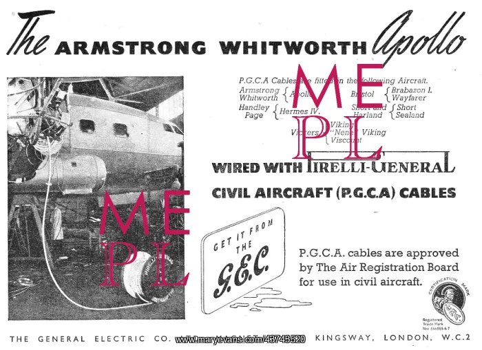 : G.E.C. Pirelli (P.G.C.A.) Cables For Aircraft : G.E.C. Pirelli (P.G.C.A.) Cables For Aircraft