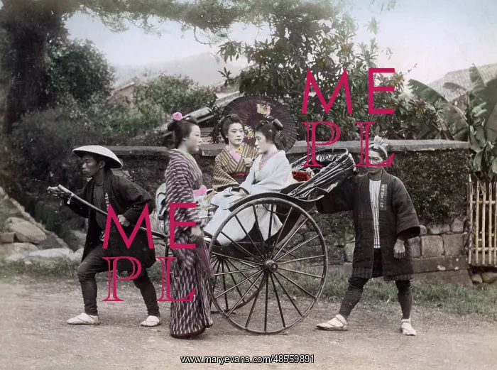 : Geishas and a rickshaw, Japan, circa 1890