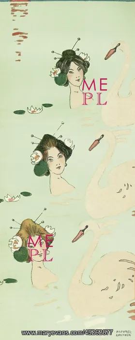 : Three geishas and swans : Three geishas and swans