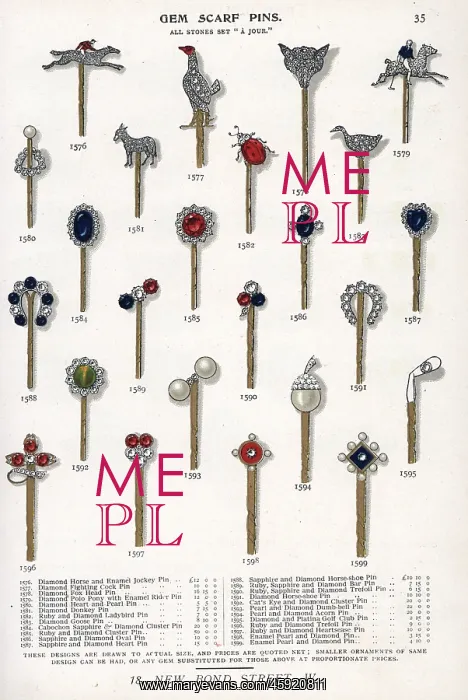 : Gem scarf pins with diamond, ruby, sapphire : Gem scarf pins with diamond, ruby, sapphire