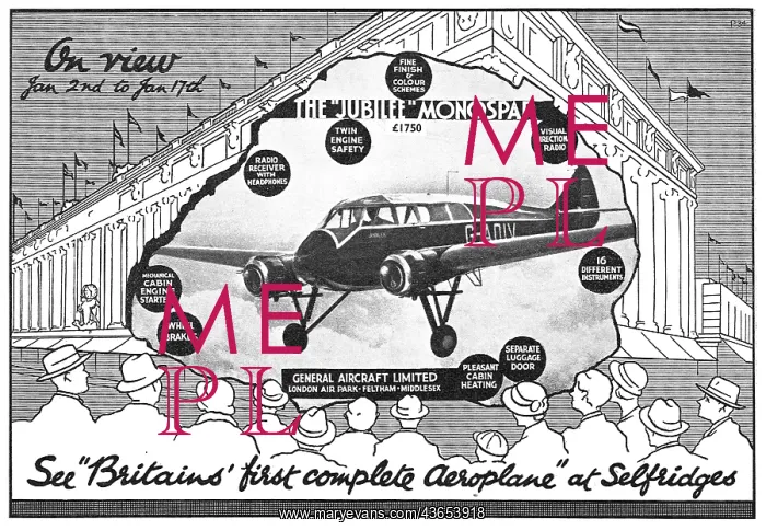 : General Aircraft Jubilee Monospar - Selfridges : General Aircraft Jubilee Monospar - Selfridges