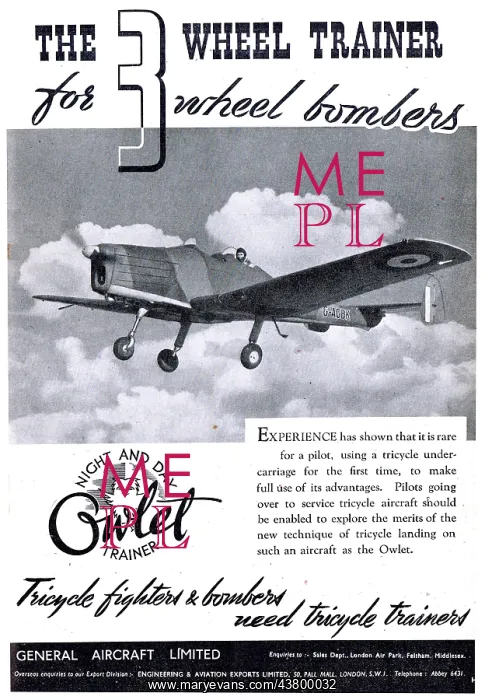 : General Aircraft Owlet For 3 Wheel Bombers : General Aircraft Owlet For 3 Wheel Bombers