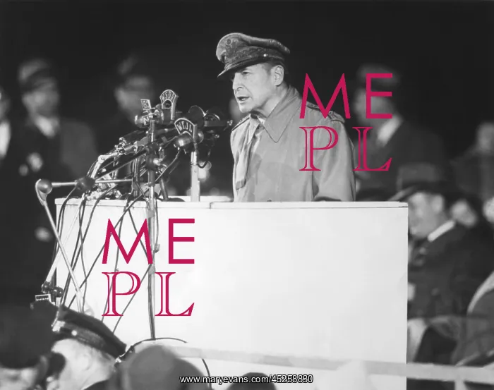 : General Douglas MacArthur addressing an audience : General Douglas MacArthur addressing an audience