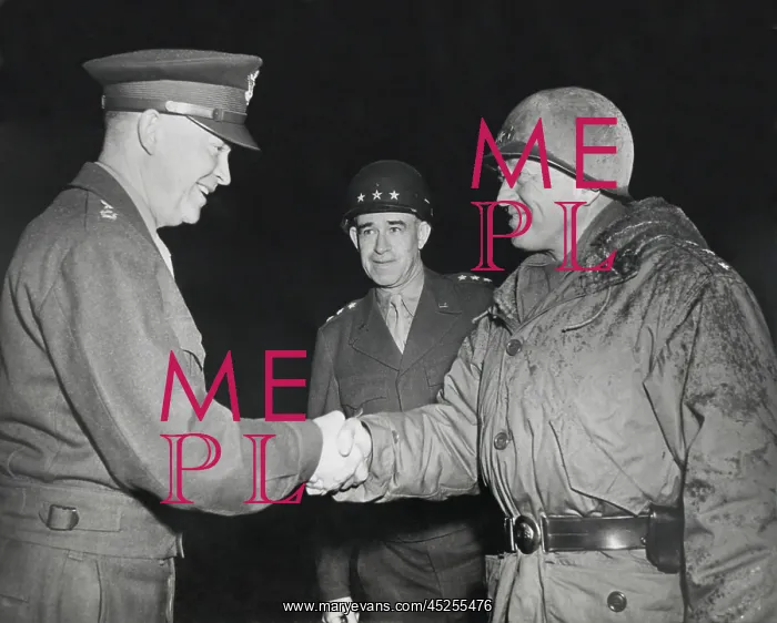 : General Dwight Eisenhower shakes hands with Gen : General Dwight Eisenhower shakes hands with Gen
