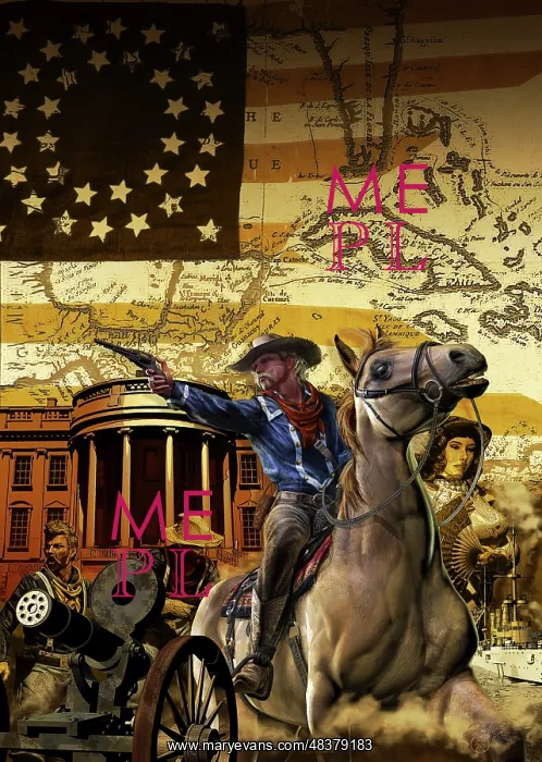 : General George Armstrong Custer on a horse, with : General George Armstrong Custer on a horse, with
