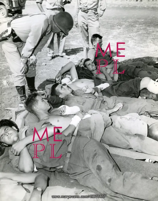 : General George Patton talking to casualties in : General George Patton talking to casualties in