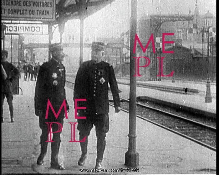 : General Joseph Joffre Walking Along A Railway : General Joseph Joffre Walking Along A Railway