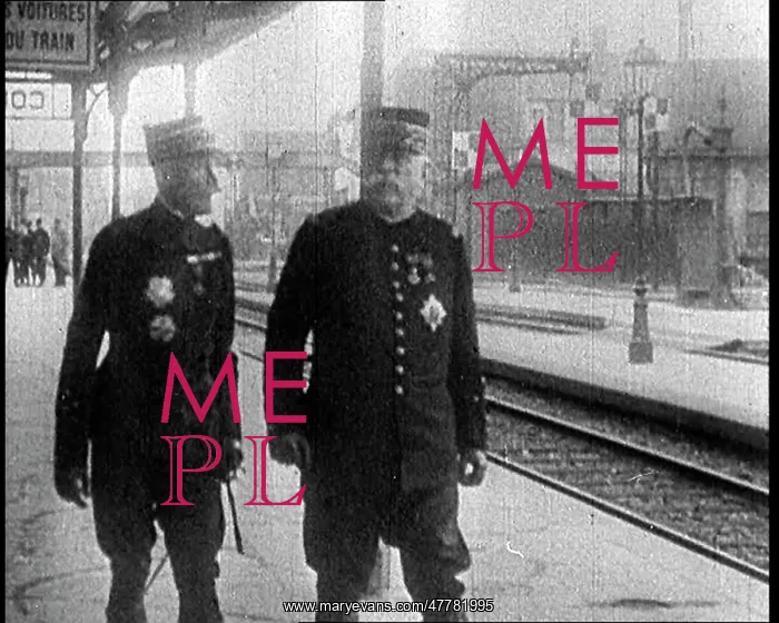 : General Joseph Joffre Walking Along A Railway : General Joseph Joffre Walking Along A Railway