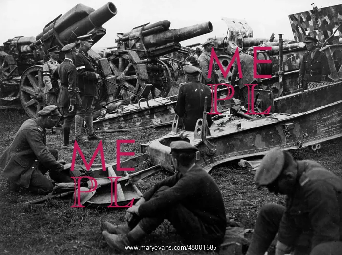 : General Sir Arthur Currie with captured German guns : General Sir Arthur Currie with captured German guns