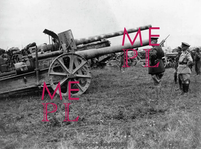 : General Sir Arthur Currie with captured German guns : General Sir Arthur Currie with captured German guns