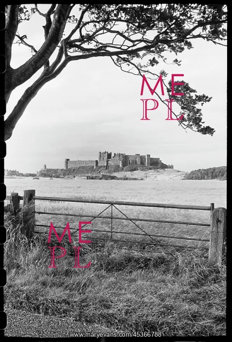 : A general view of Bamburgh Castle, seen from the : A general view of Bamburgh Castle, seen from the