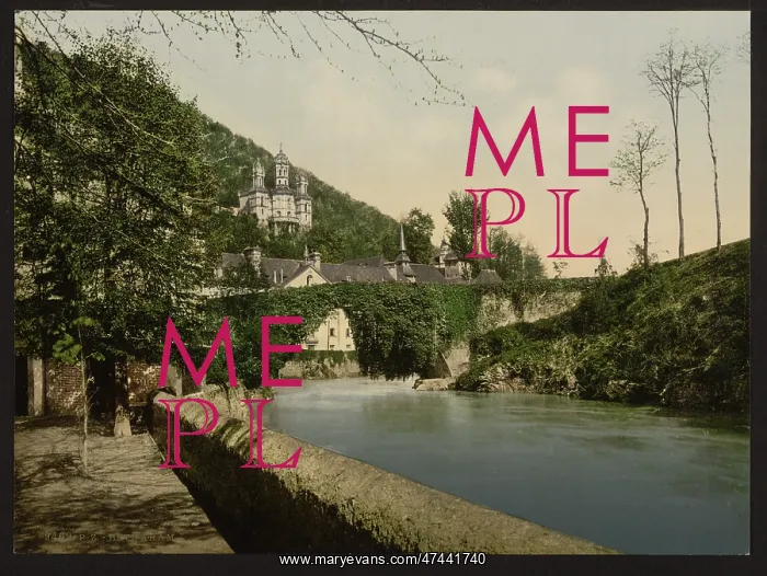 : General view and the bridge, Betharram, Pyrenees, France : General view and the bridge, Betharram, Pyrenees, France