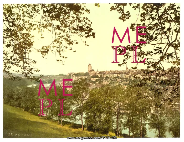 : General view of the town, with Kirchenfeld Bridge, as seen f : General view of the town, with Kirchenfeld Bridge, as seen f