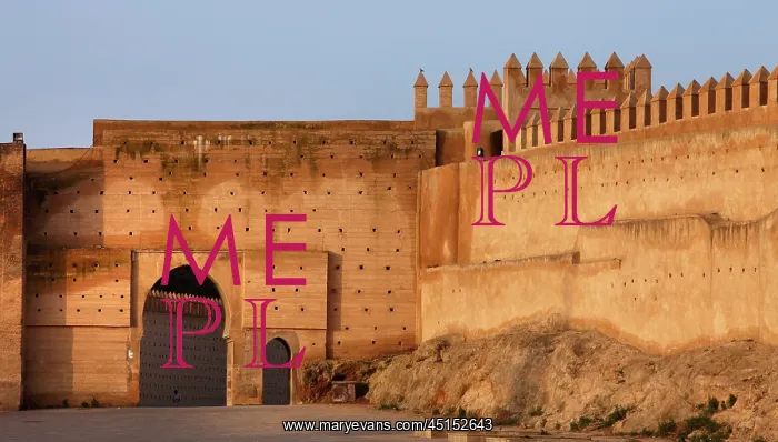 : Fez. General view of the walls of Bou Jeloud Square : Fez. General view of the walls of Bou Jeloud Square