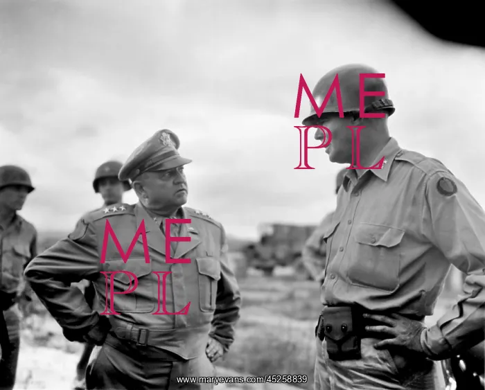 : General Walton Walker (left), Commander of the : General Walton Walker (left), Commander of the