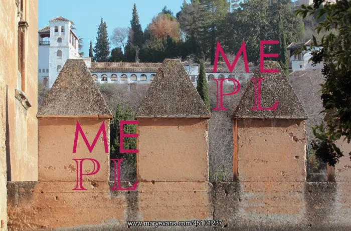 : Generalife and walls of the Alhambra, Granada : Generalife and walls of the Alhambra, Granada