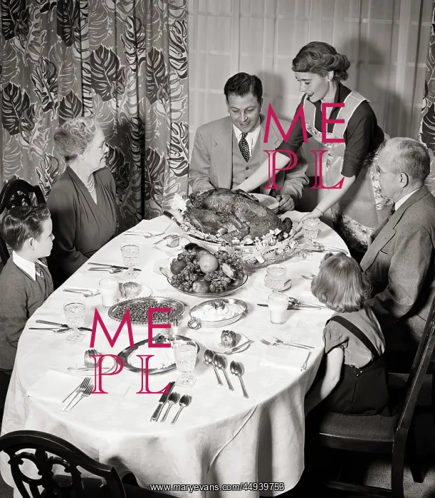 : Three Generation Family Sitting Around Dining : Three Generation Family Sitting Around Dining